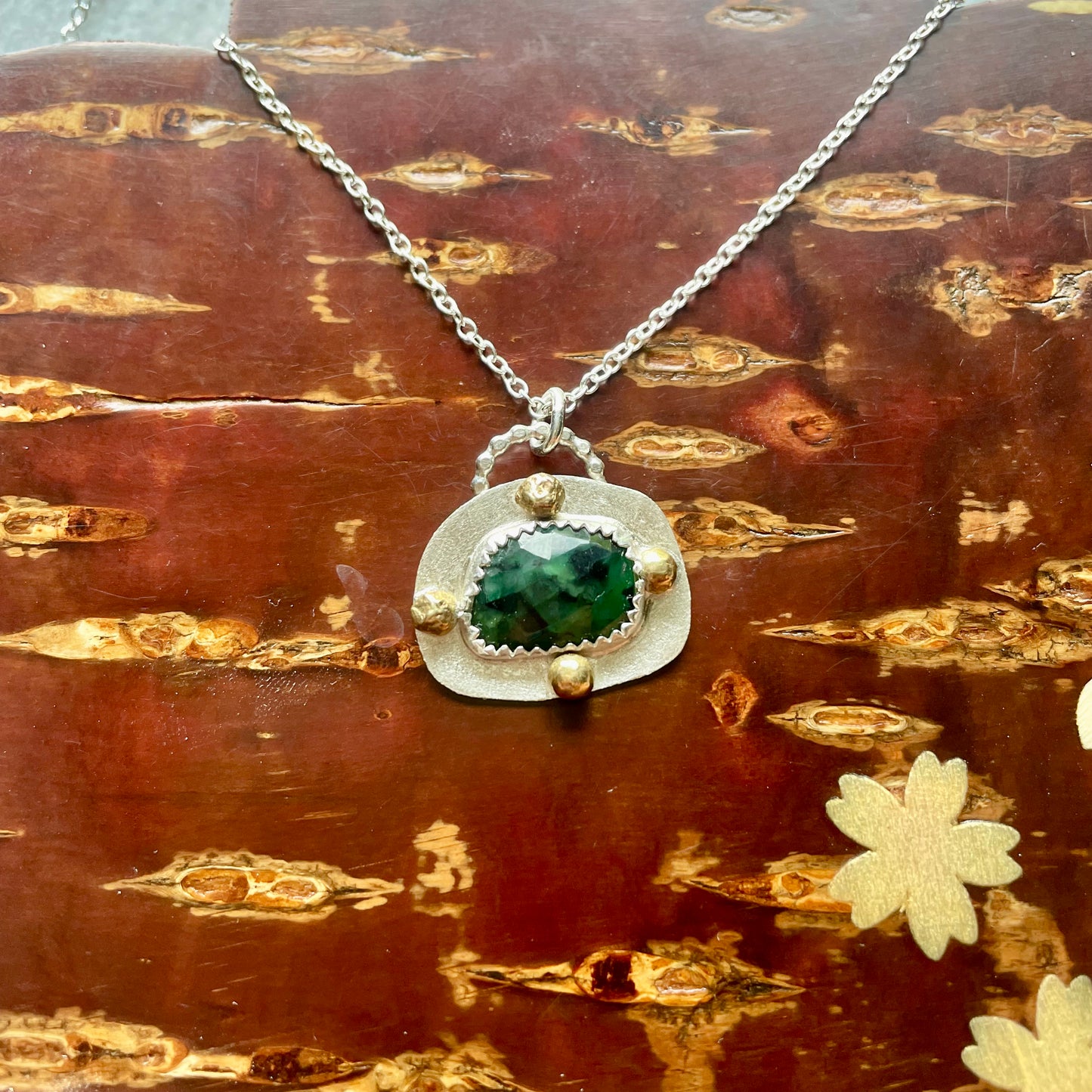 Emerald Sterling Silver Necklace