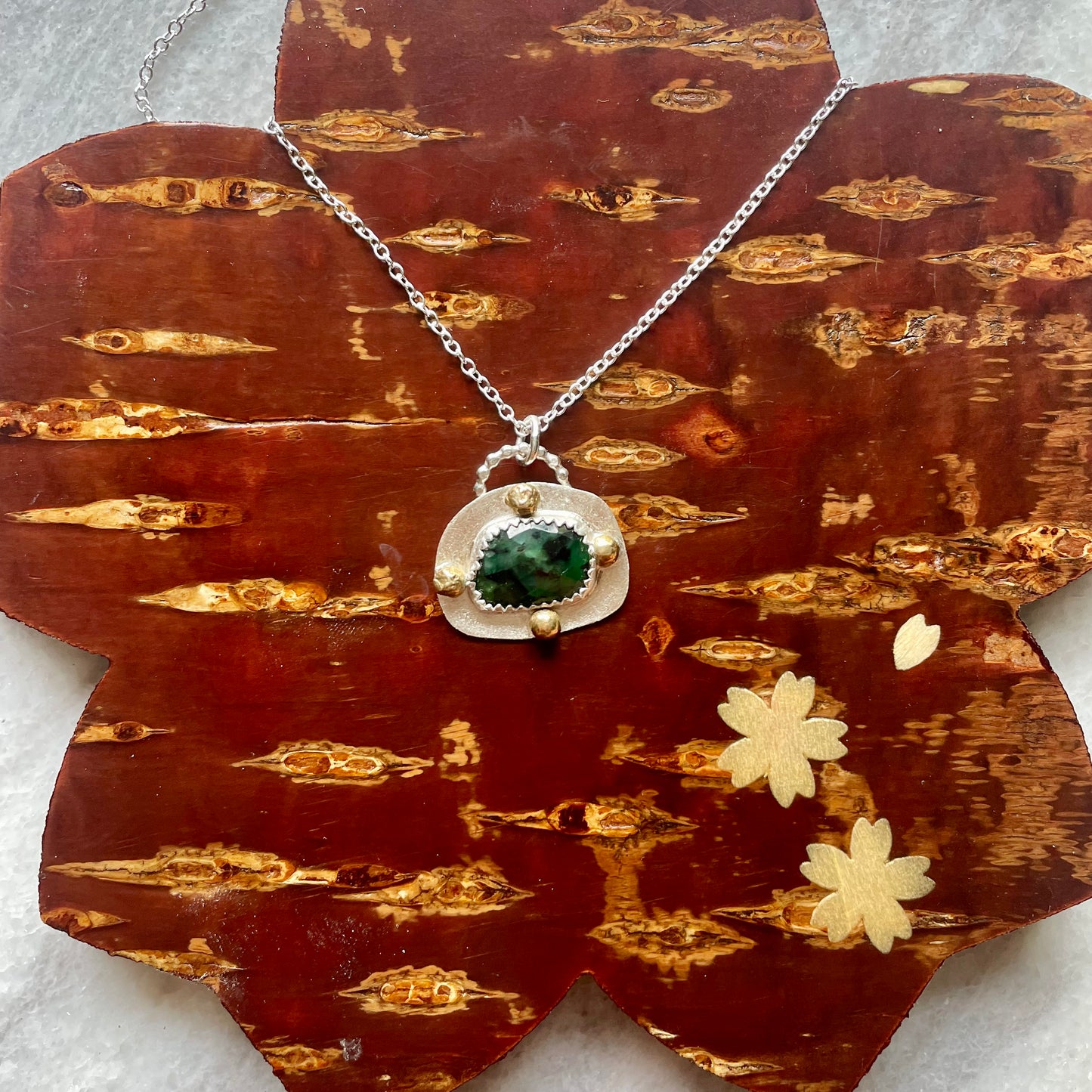 Emerald Sterling Silver Necklace