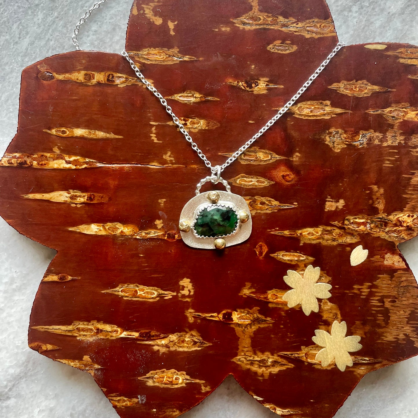 Emerald Sterling Silver Necklace