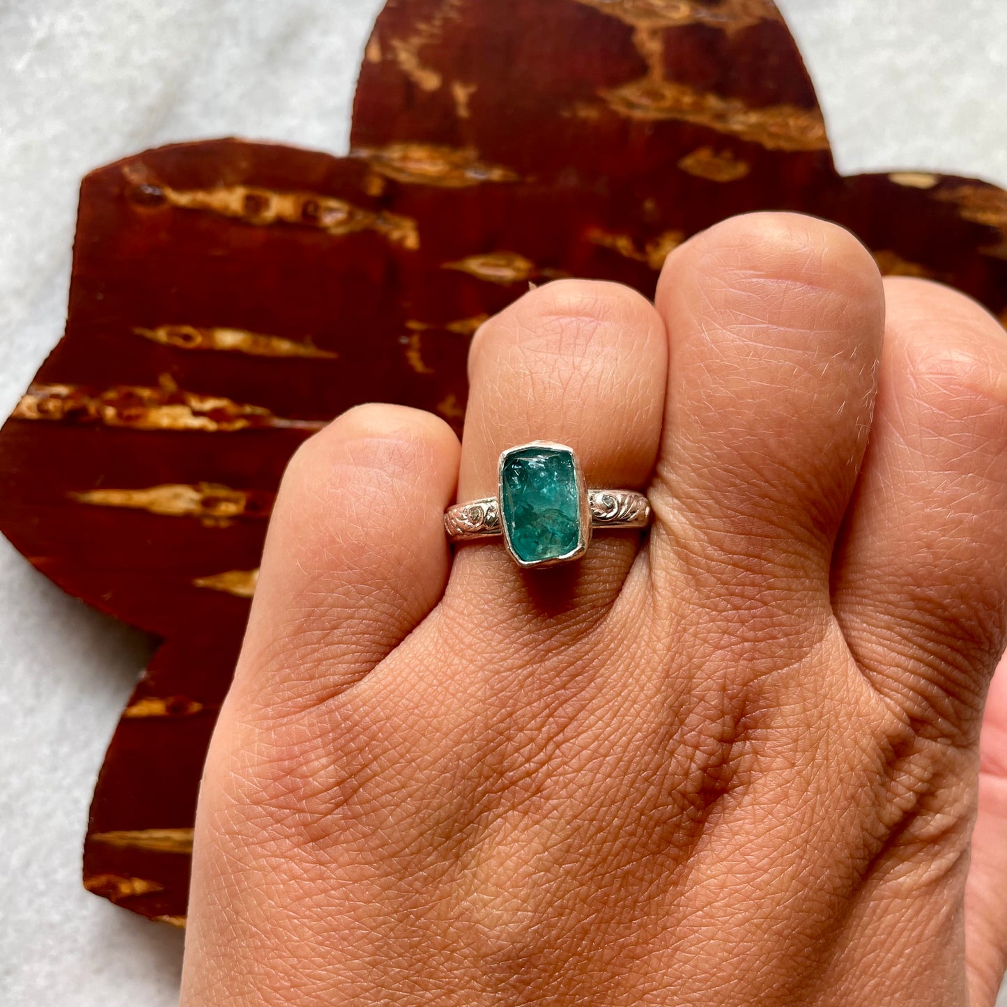 Aquamarine Kyanite Sterling Silver Ring