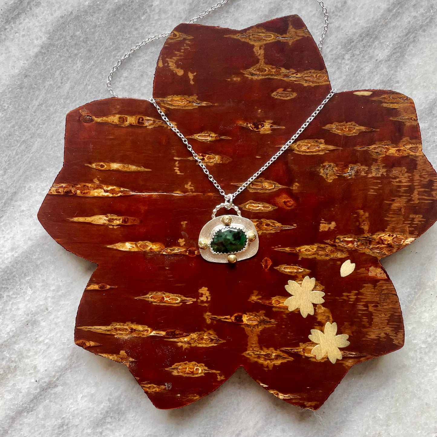 Emerald Sterling Silver Necklace