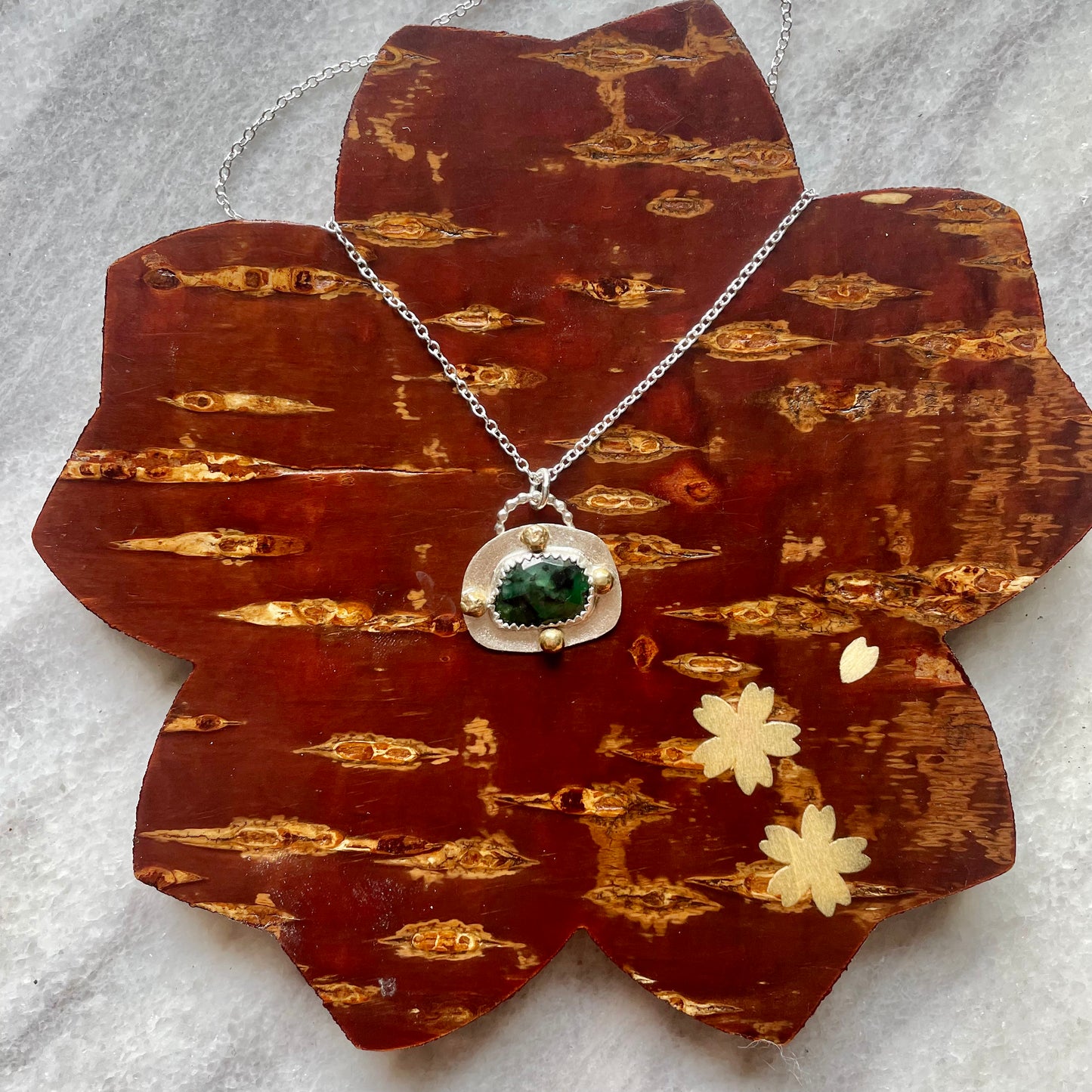 Emerald Sterling Silver Necklace