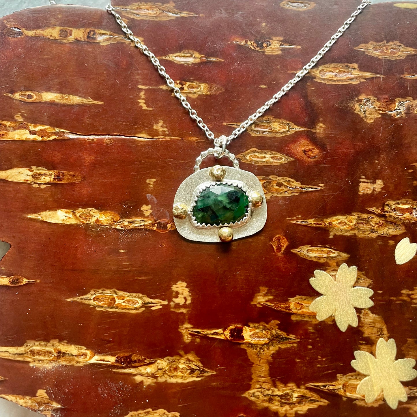 Emerald Sterling Silver Necklace