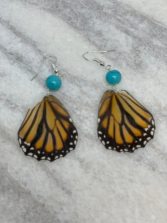 Real Monarch Butterfly Wing Earrings