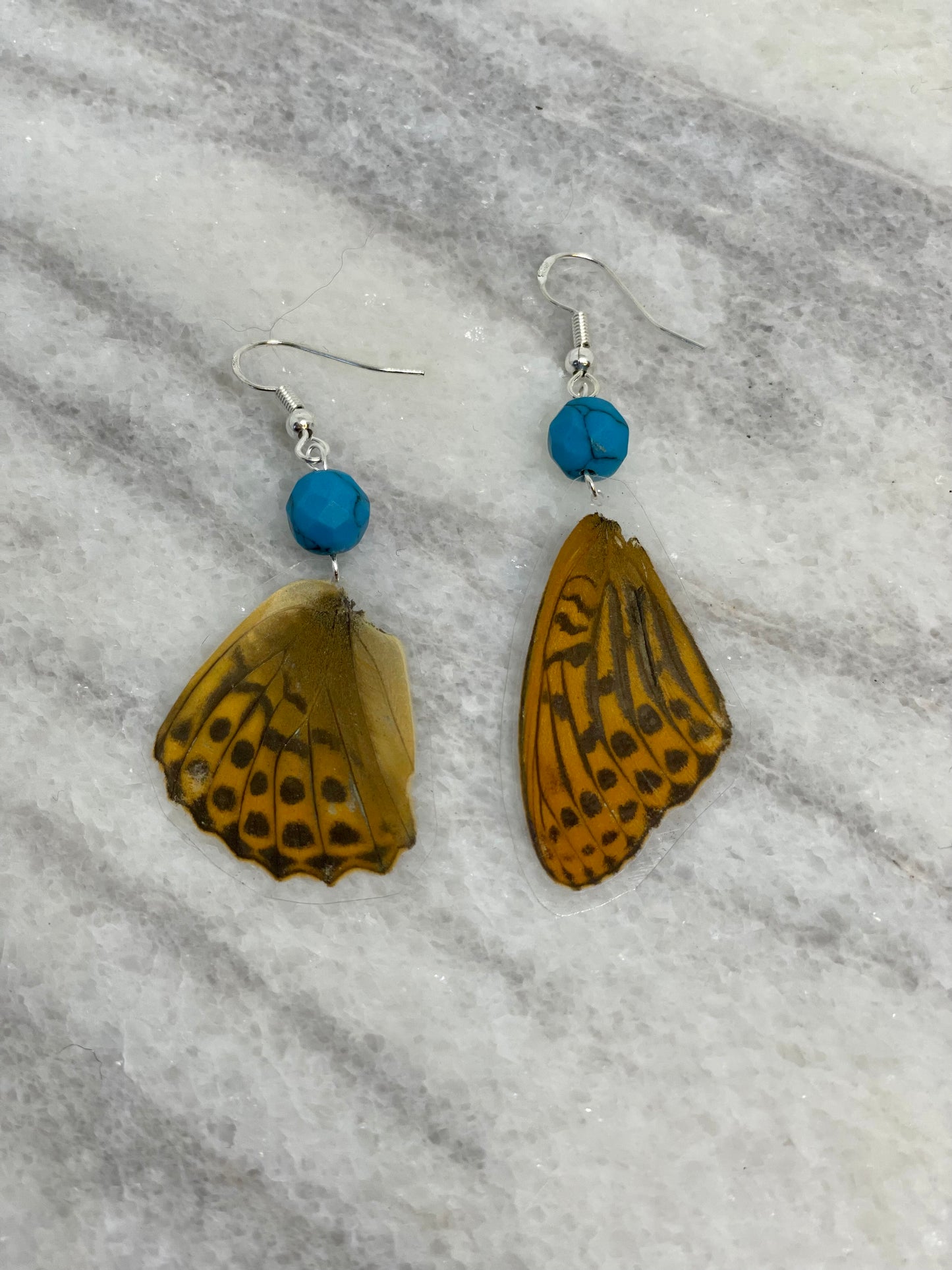 Orange Real Butterfly Wing Earrings