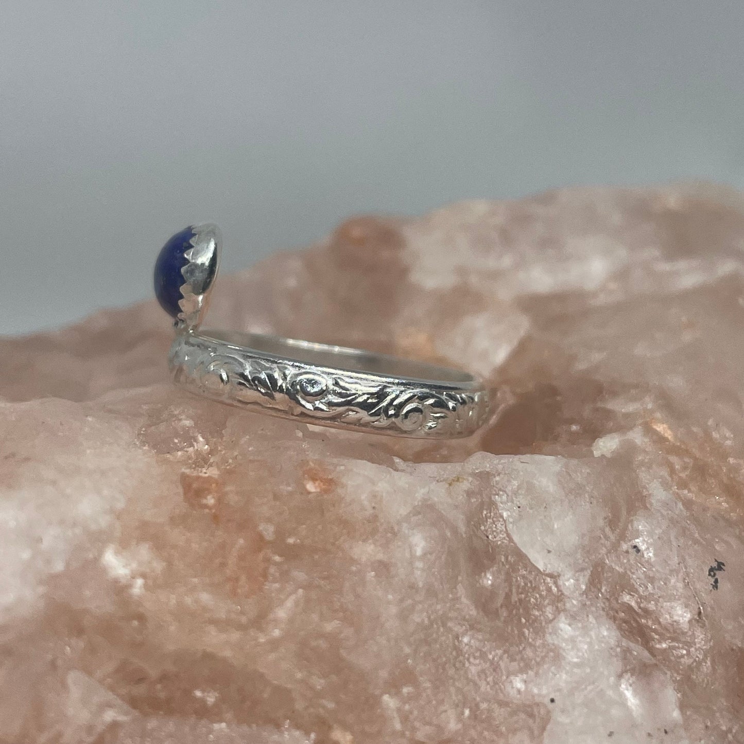 Oval Lapis Sterling Silver Ring