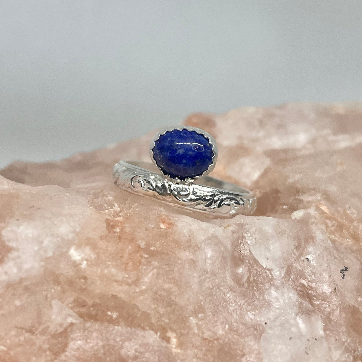 Oval Lapis Sterling Silver Ring