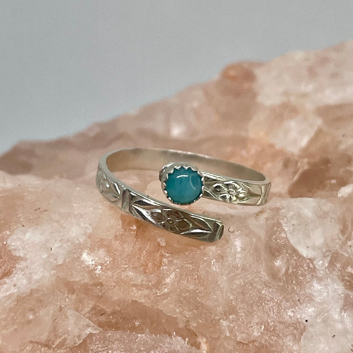 Amazonite Blue Sterling Silver Adjustable Ring