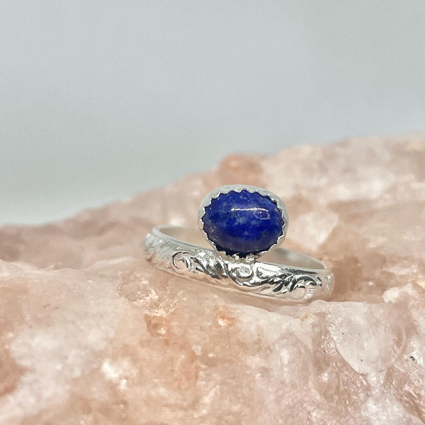 Oval Lapis Sterling Silver Ring