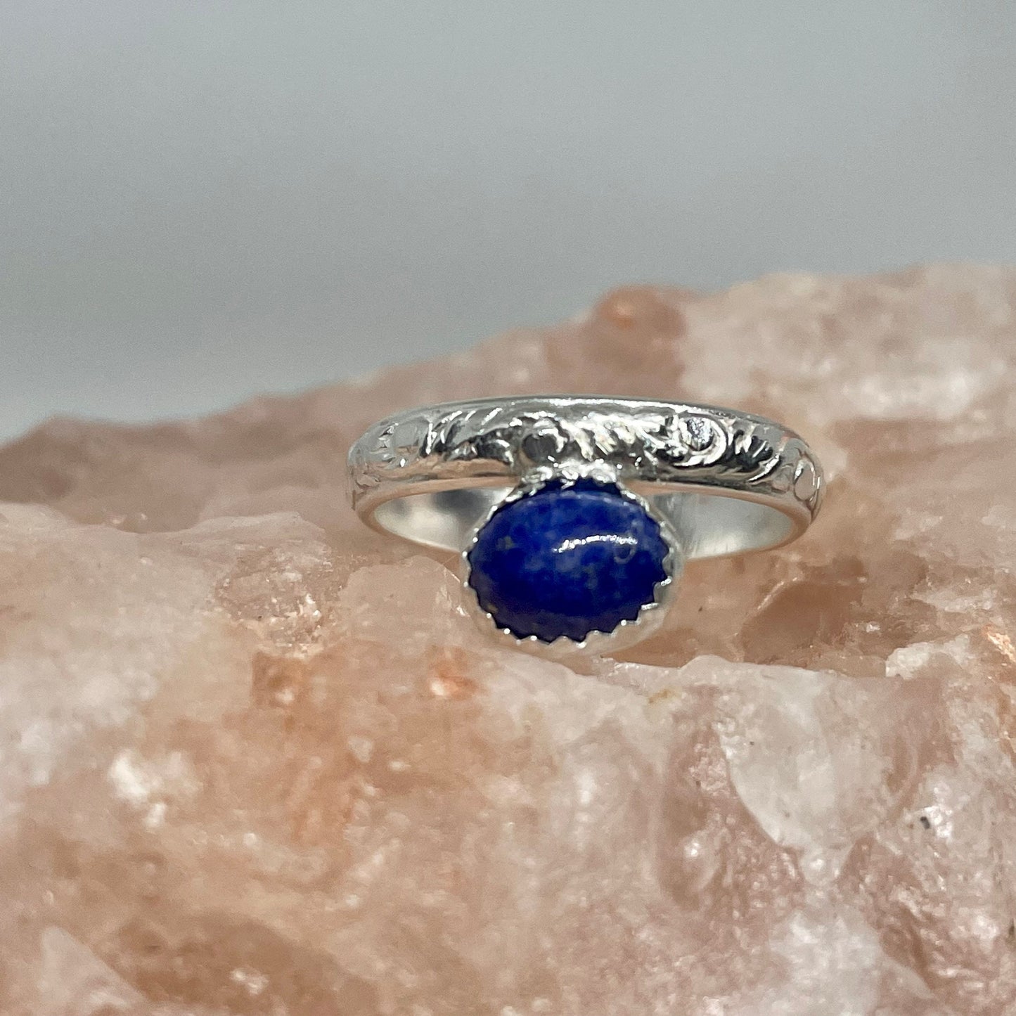 Oval Lapis Sterling Silver Ring