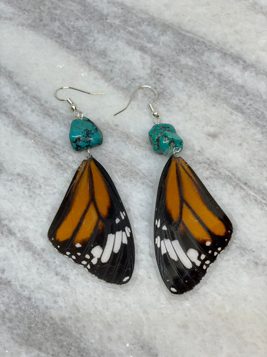 Real Monarch Butterfly Wing Earrings