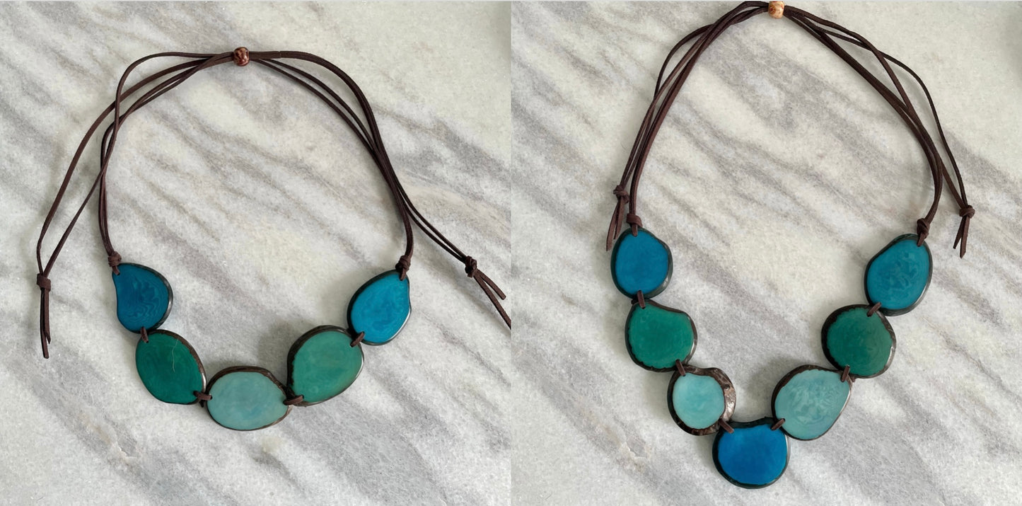 Blue Tagua Adjustable Necklace