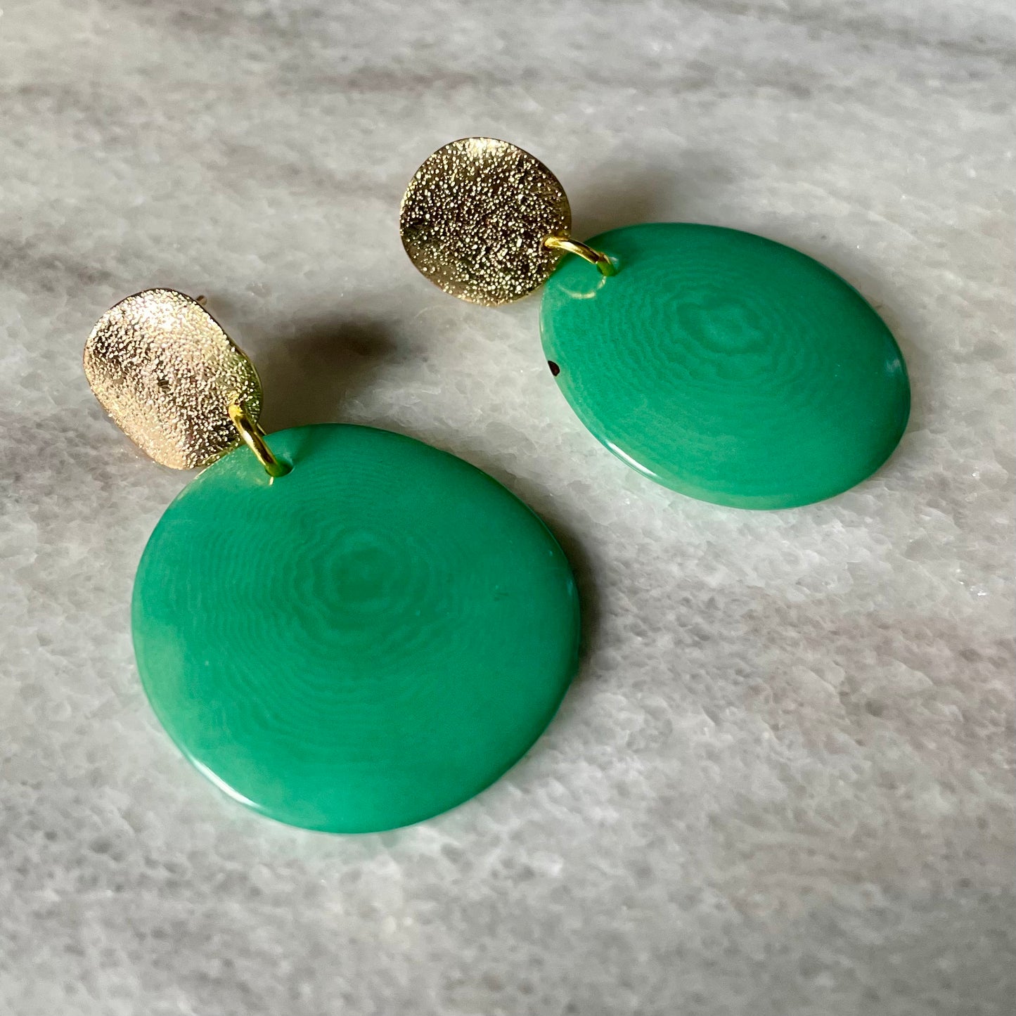 Tagua Earrings with Textured Stud posts