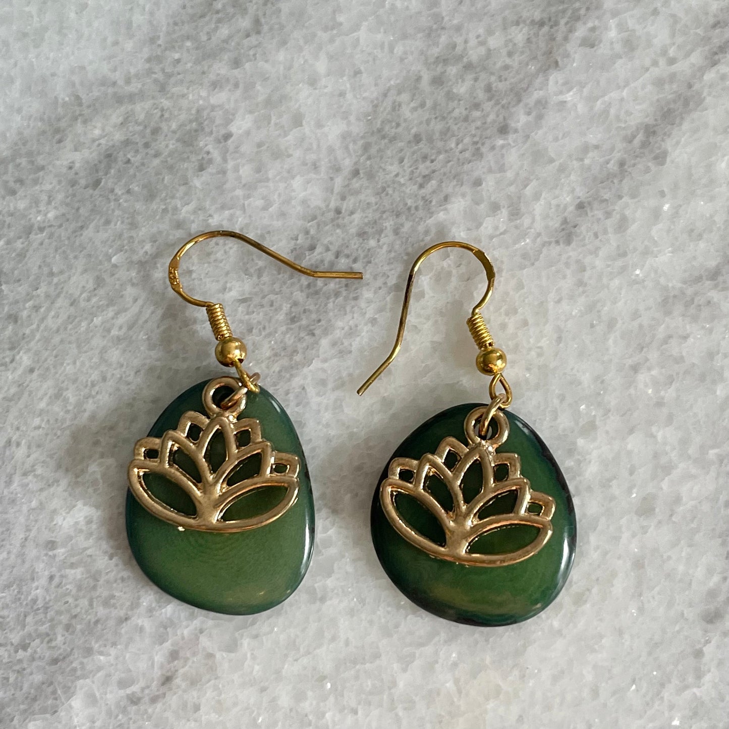 Lotus Flower Tagua Earrings