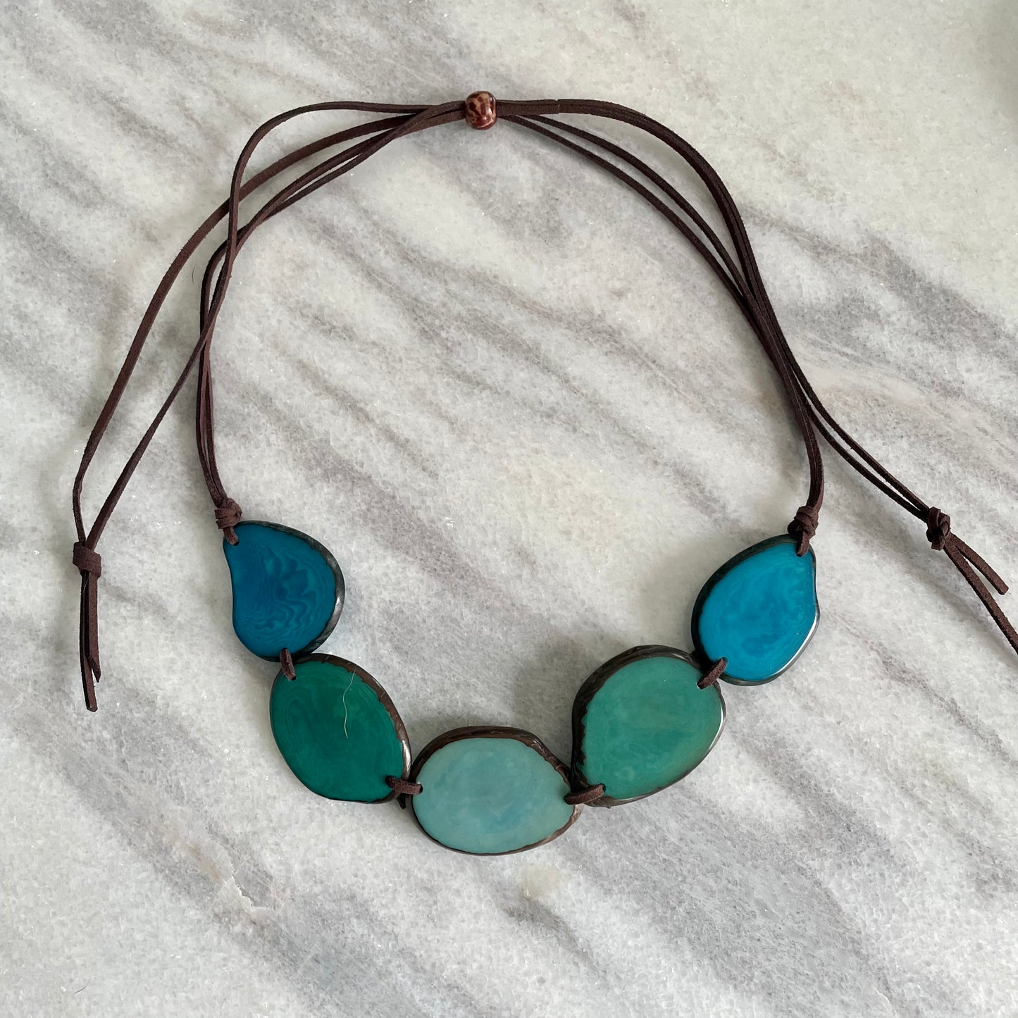 Blue Tagua Adjustable Necklace