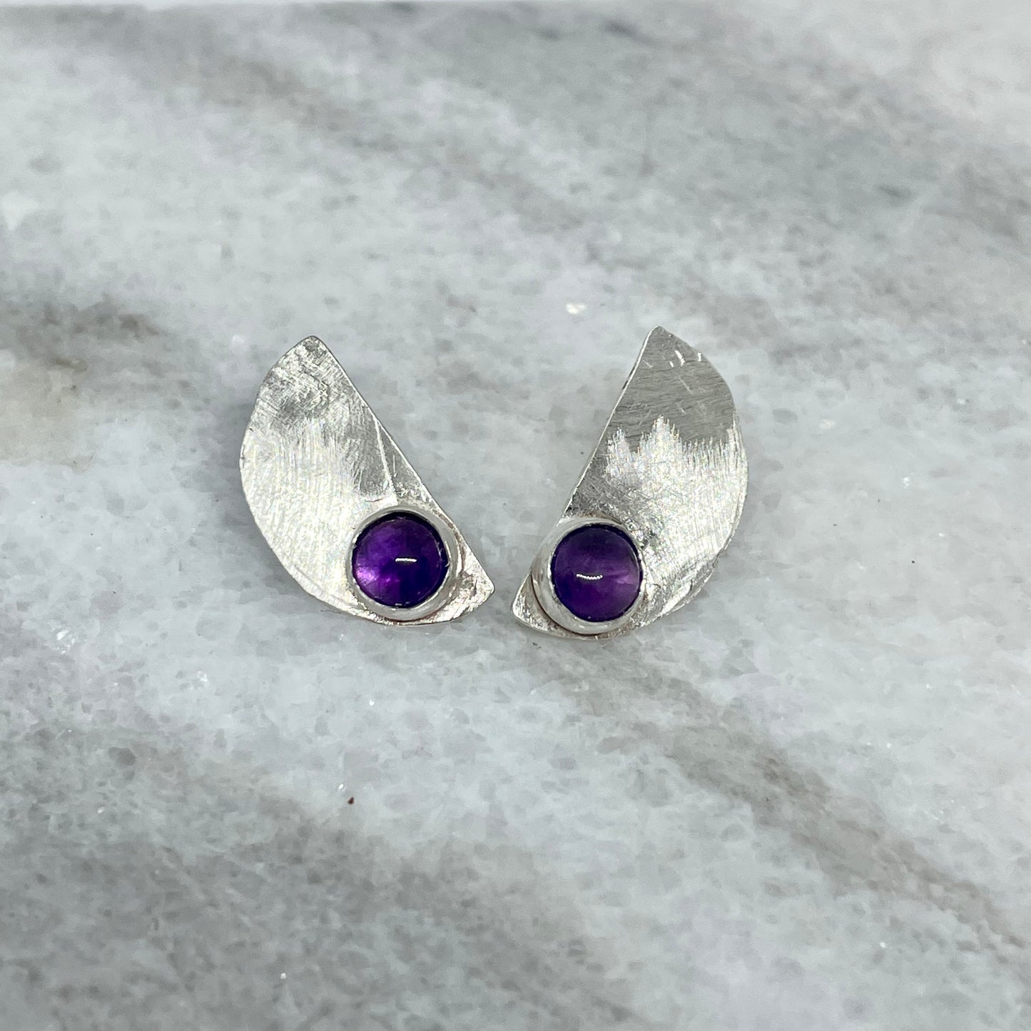 Amethyst Half Moon Earrings