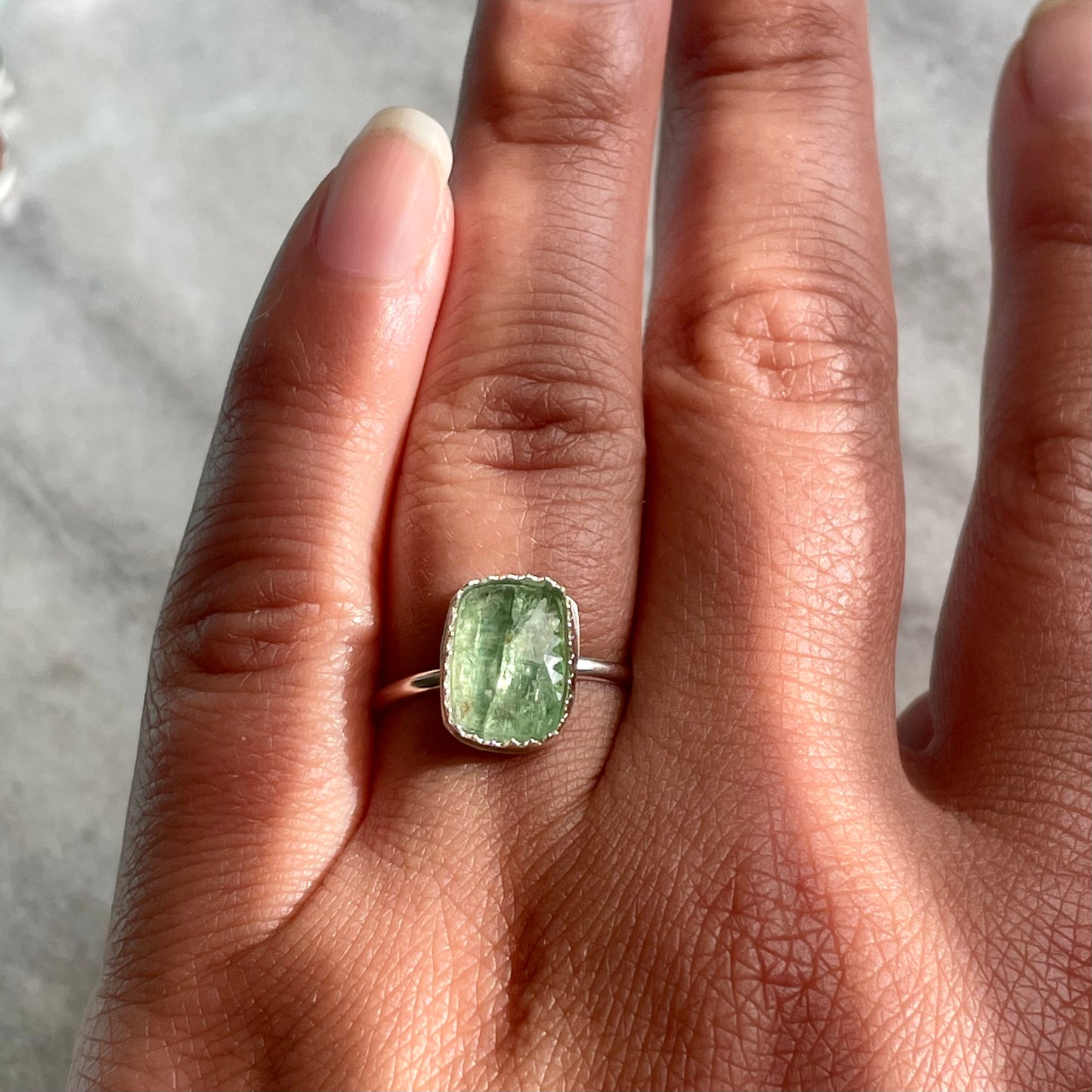 Green Kyanite-Made to Order Sterling Silver Ring