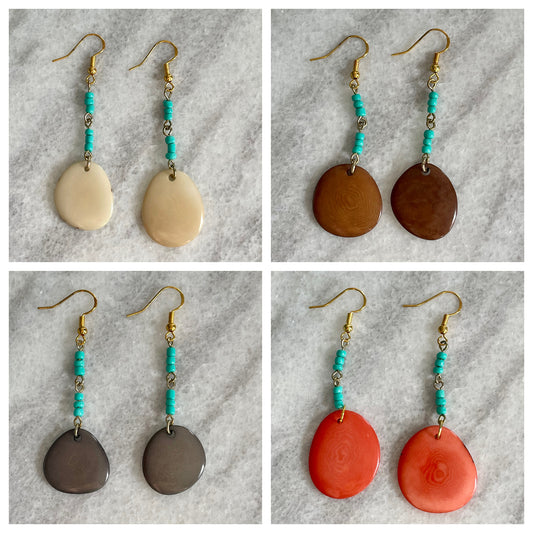 Dangle Beaded Tagua Earrings