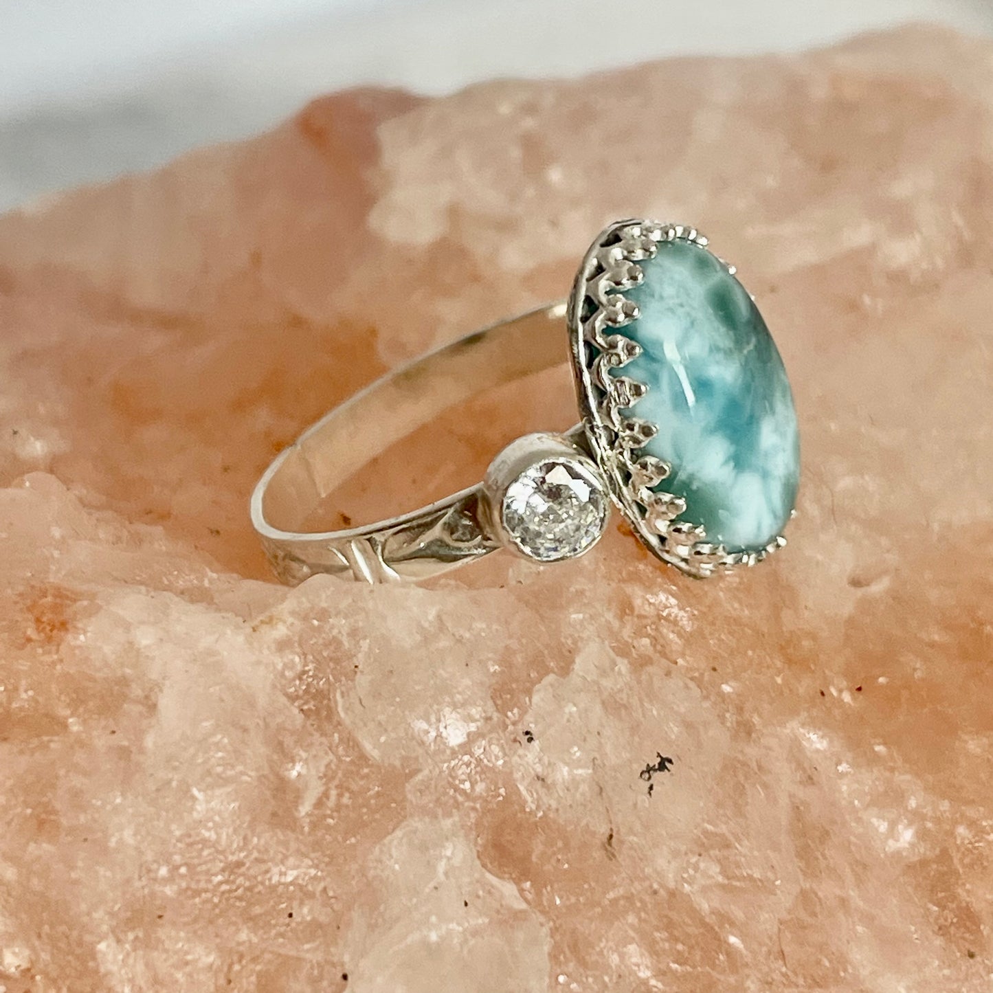 Oval Larimar Sterling Silver Ring