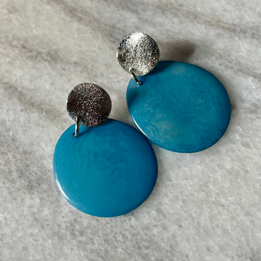 Tagua Earrings with Textured Stud posts