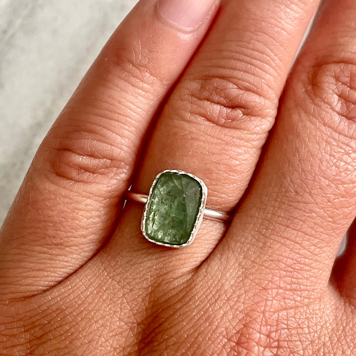 Green Kyanite-Made to Order Sterling Silver Ring