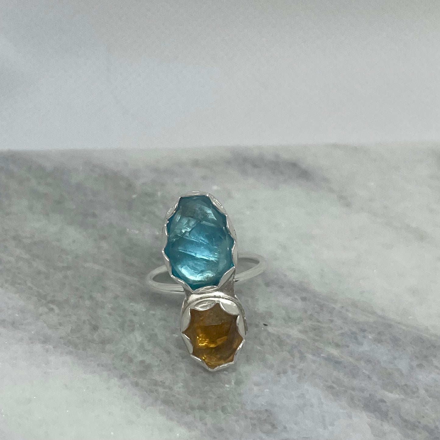 Citrine & Apatite Sterling Silver Ring