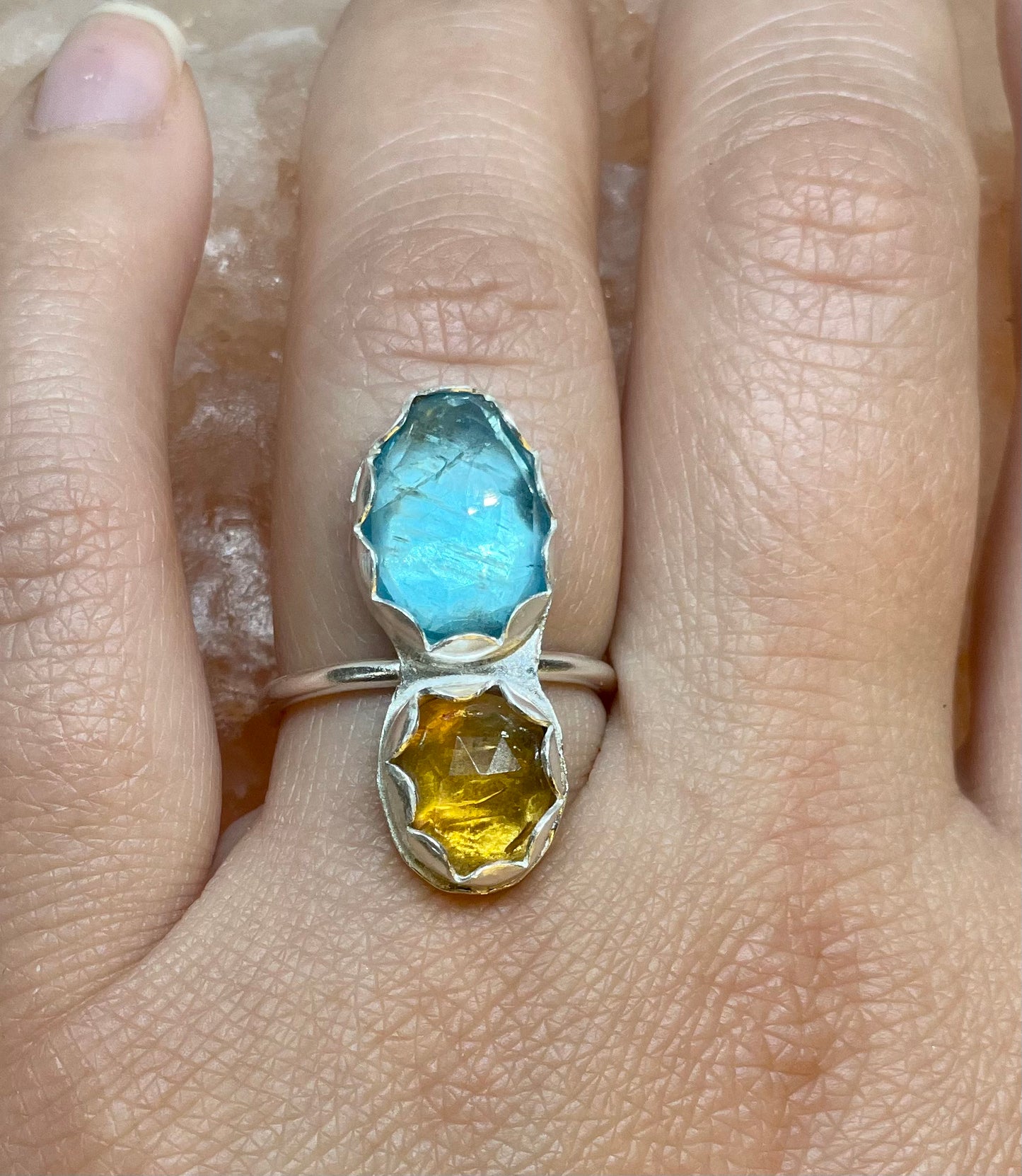 Citrine & Apatite Sterling Silver Ring