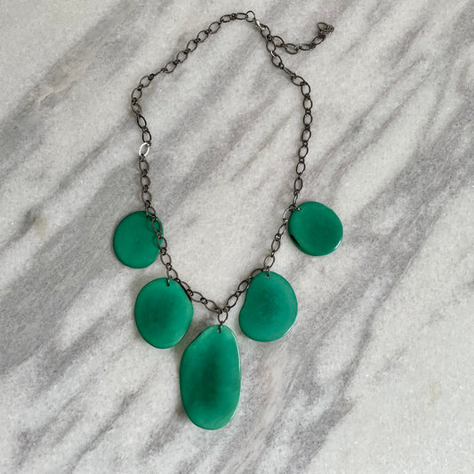 Teal Tagua Chain Necklace