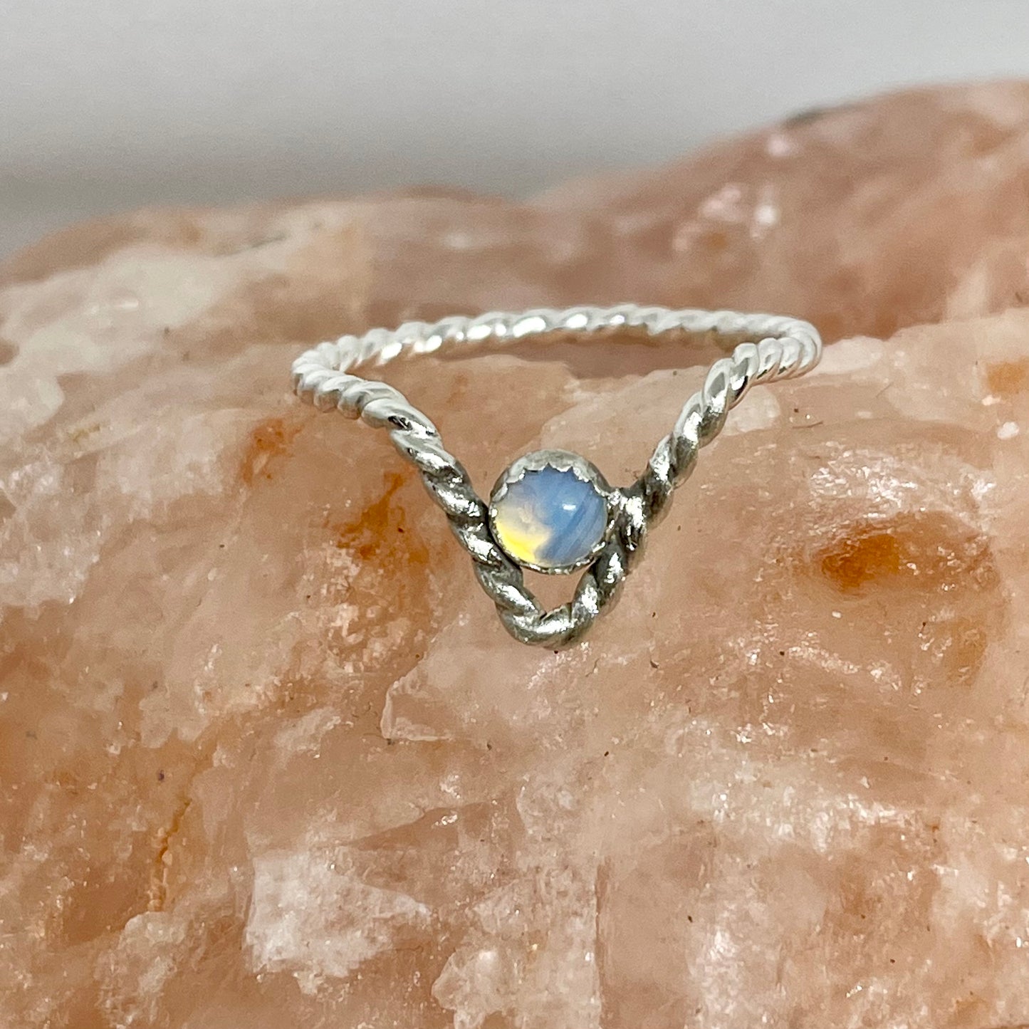 “V” Opalite Ring Size 7