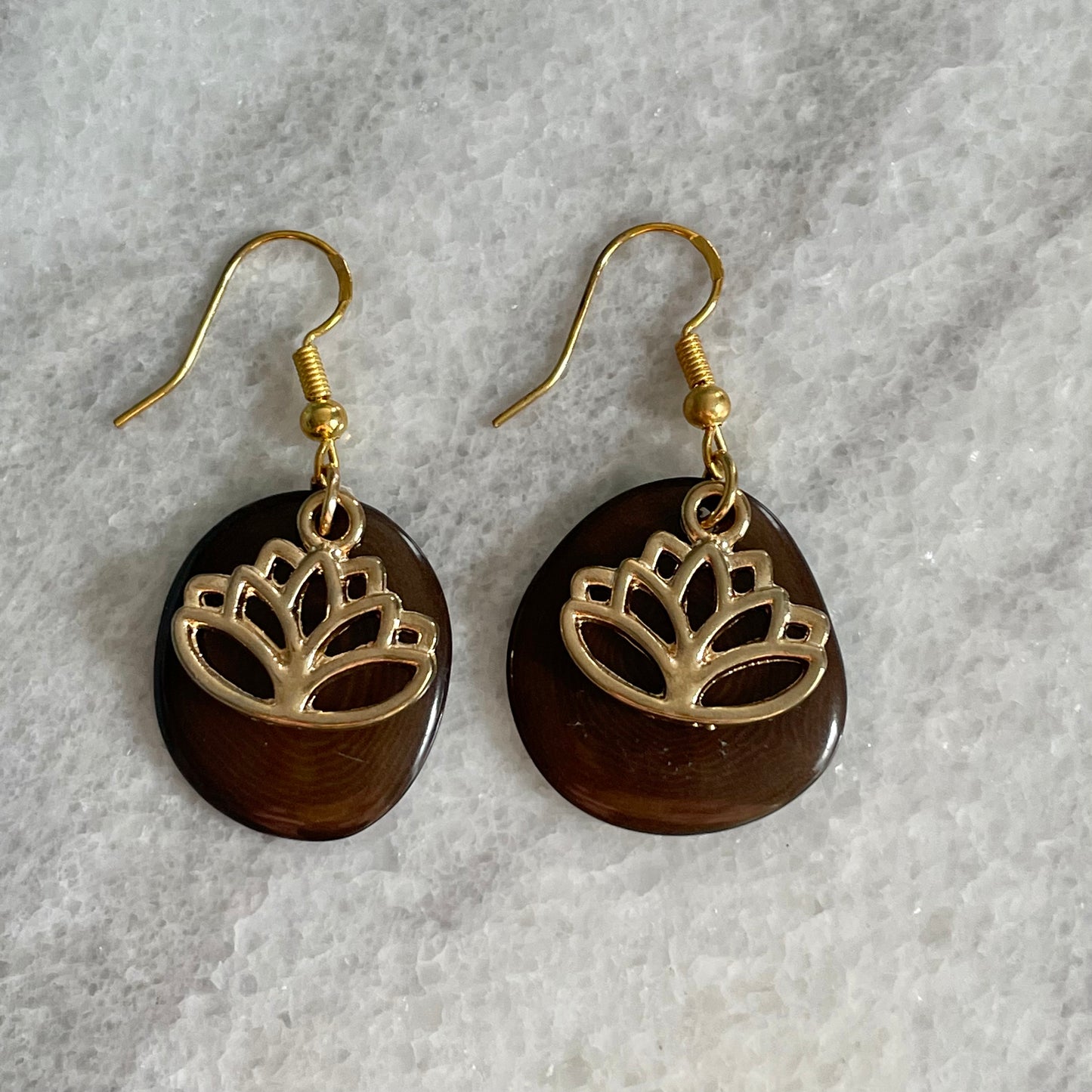 Lotus Flower Tagua Earrings