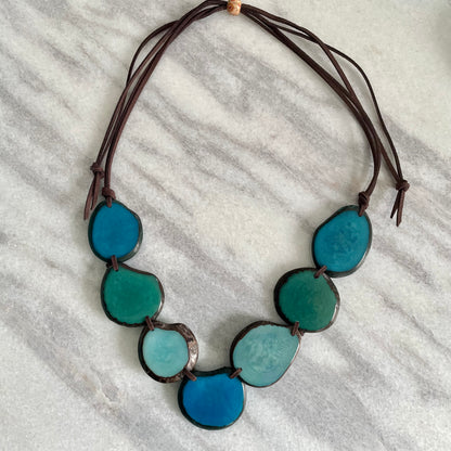 Blue Tagua Adjustable Necklace