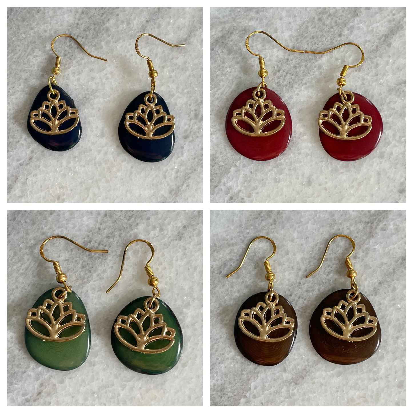 Lotus Flower Tagua Earrings