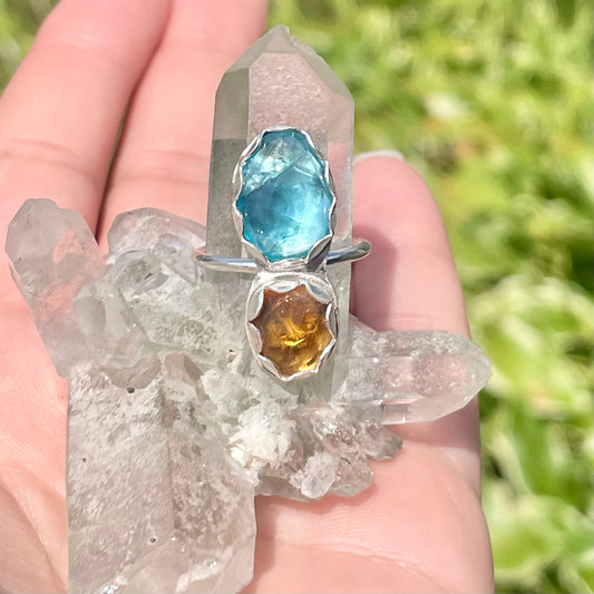 Citrine & Apatite Sterling Silver Ring