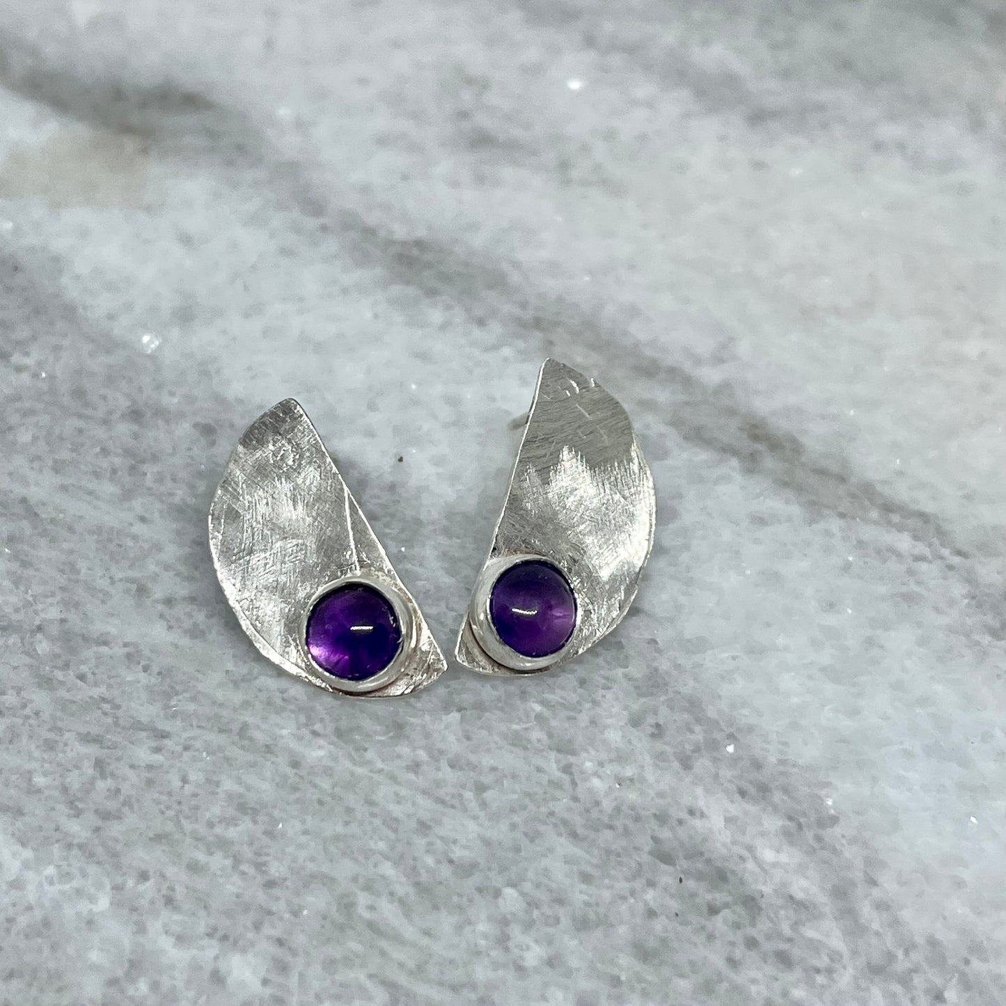 Amethyst Half Moon Earrings