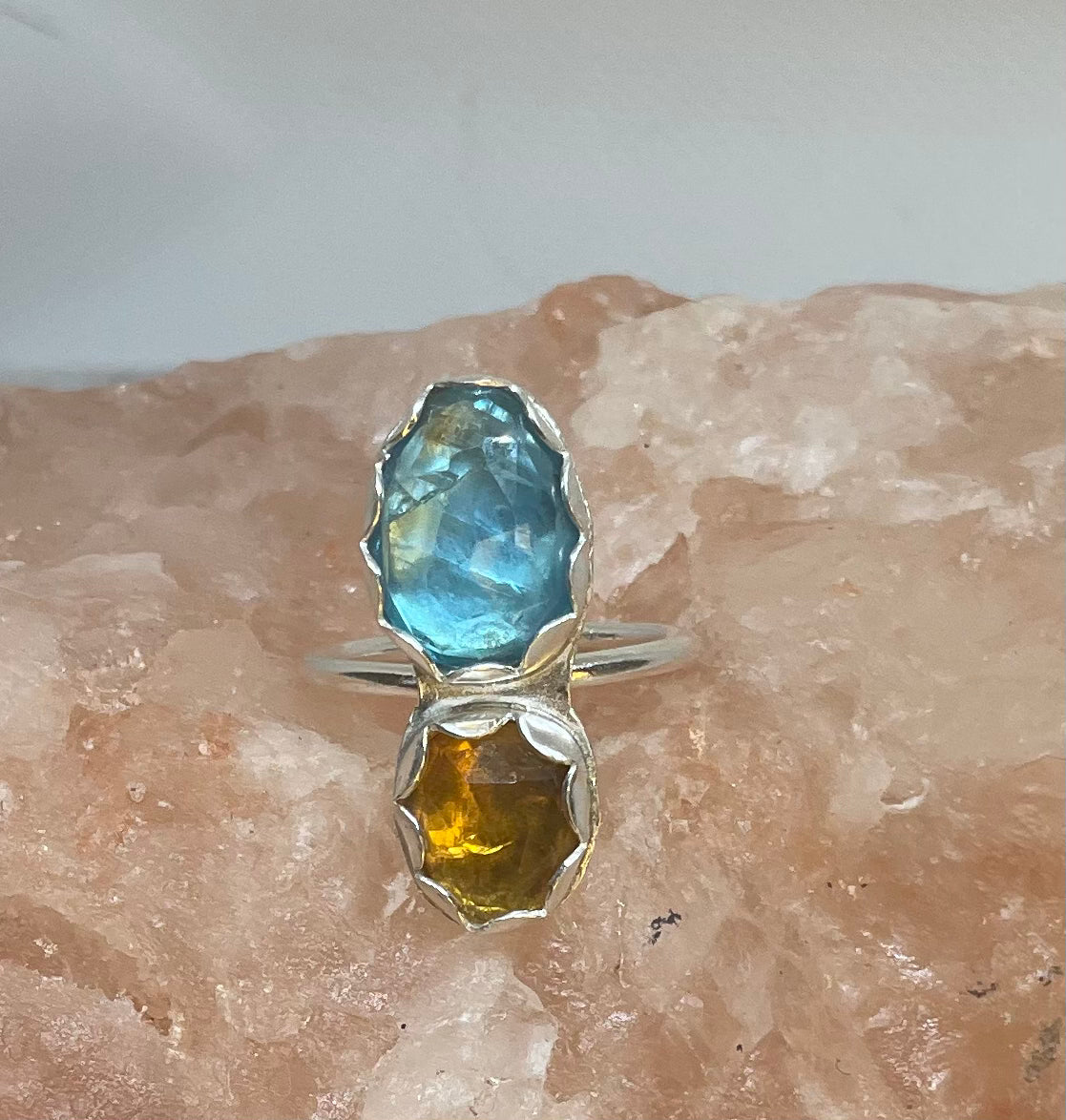 Citrine & Apatite Sterling Silver Ring