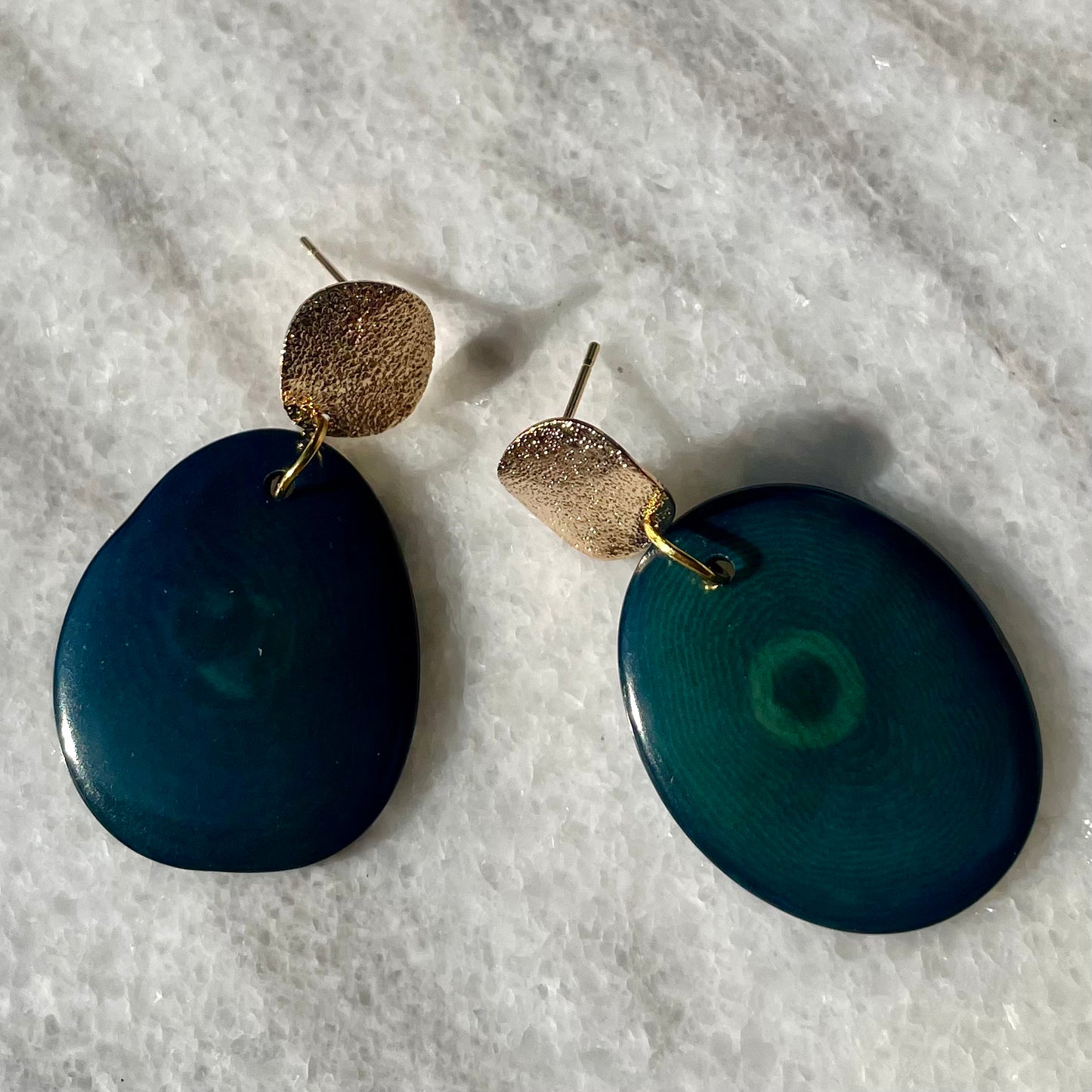 Tagua Earrings with Textured Stud posts