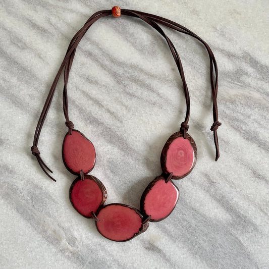 Pink Tagua Adjustable Necklace