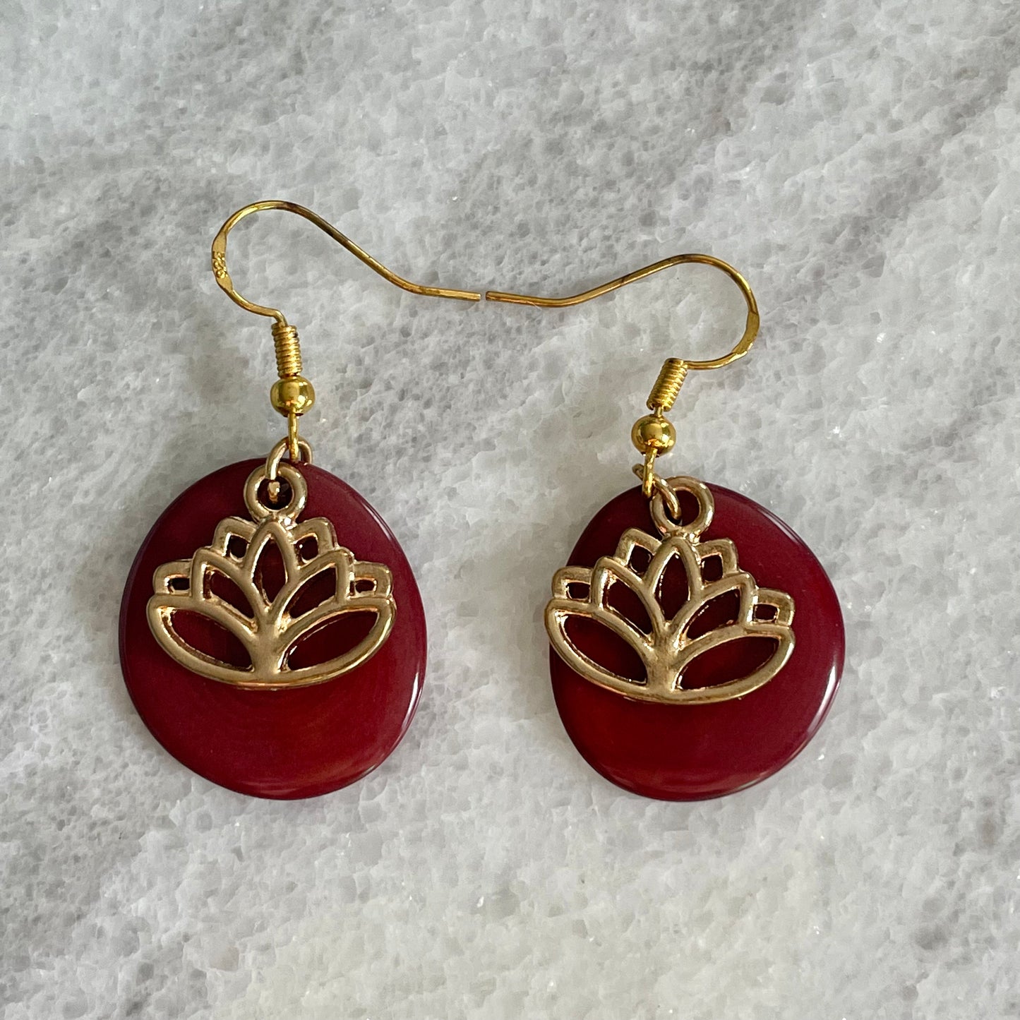 Lotus Flower Tagua Earrings