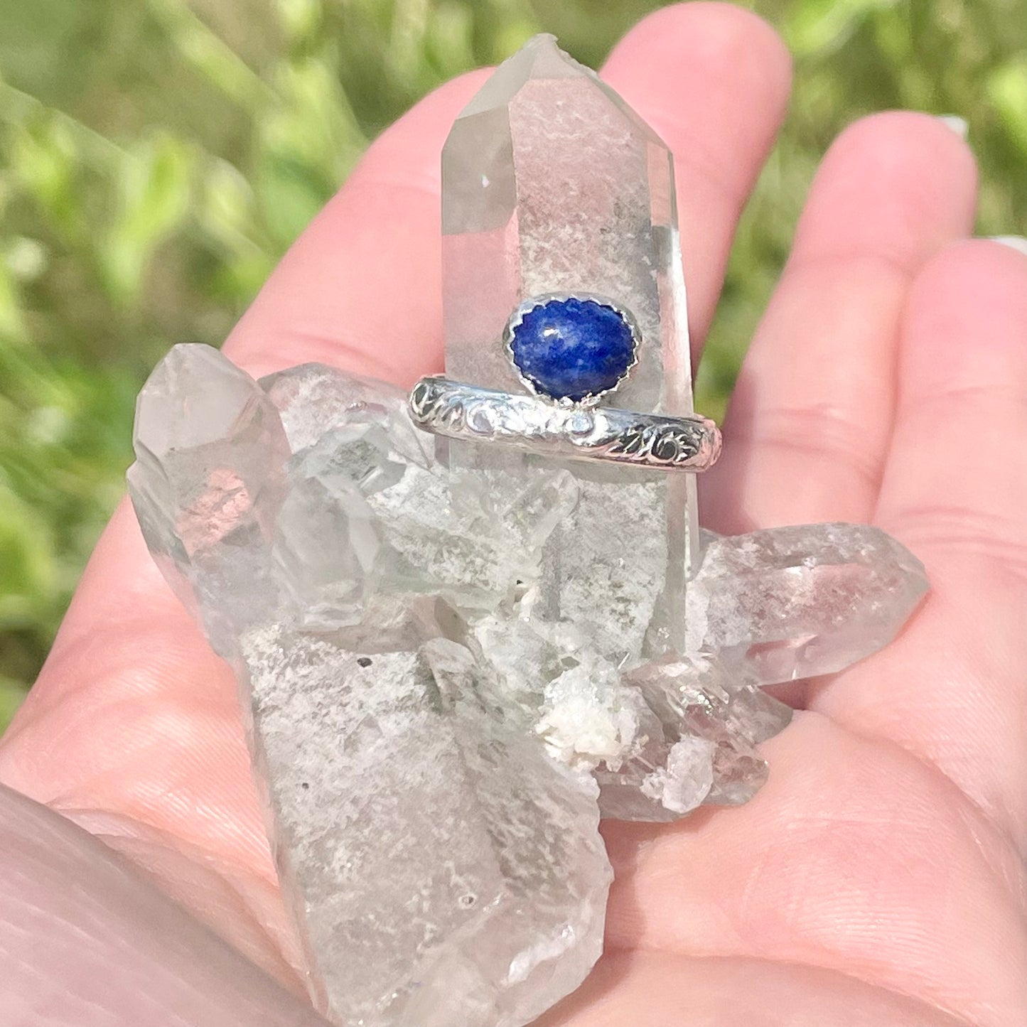 Oval Lapis Sterling Silver Ring