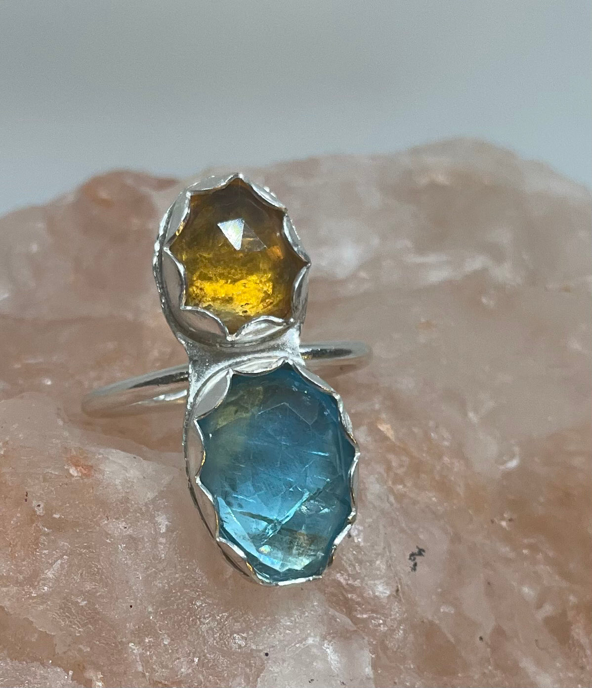 Citrine & Apatite Sterling Silver Ring