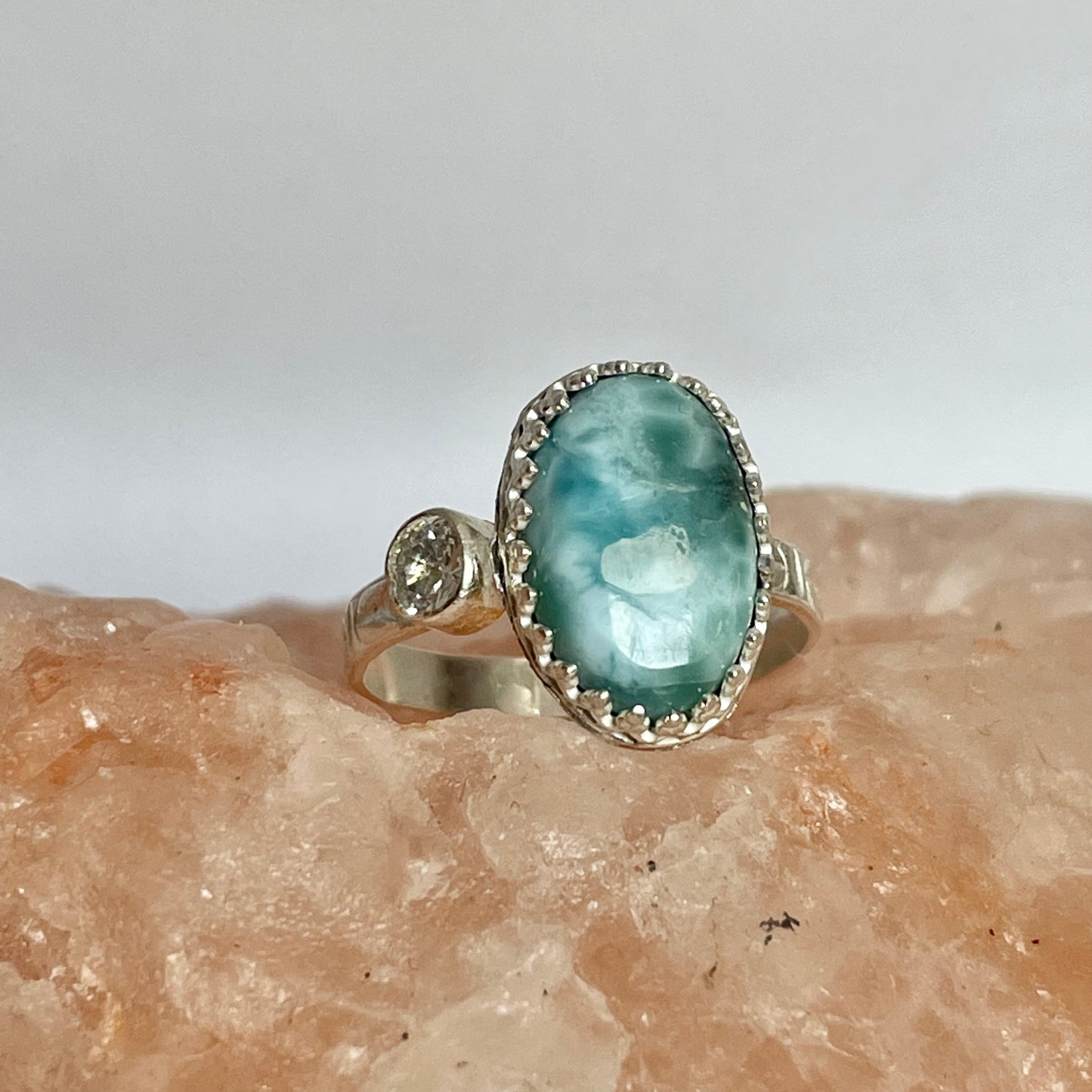 Oval Larimar Sterling Silver Ring